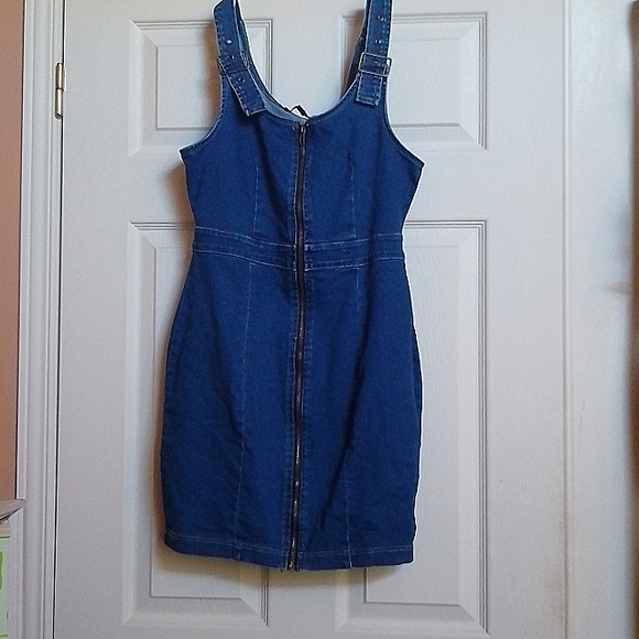 Woman's jean mini sip up dress - Picture 1 of 3